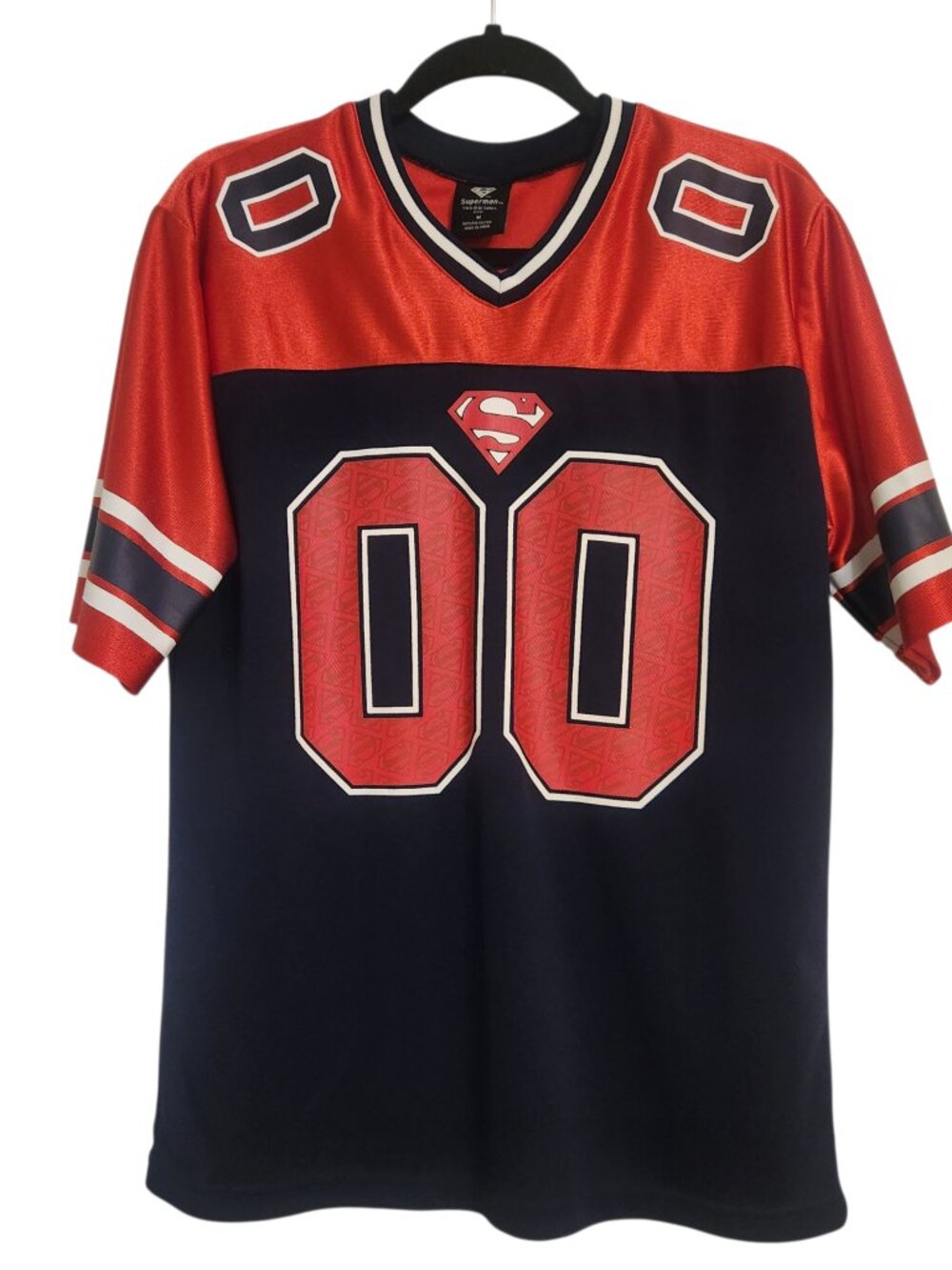 Superman DC Comics Boy's Jersey Red Navy Blue Graphic Shirt‎ 00 Size M